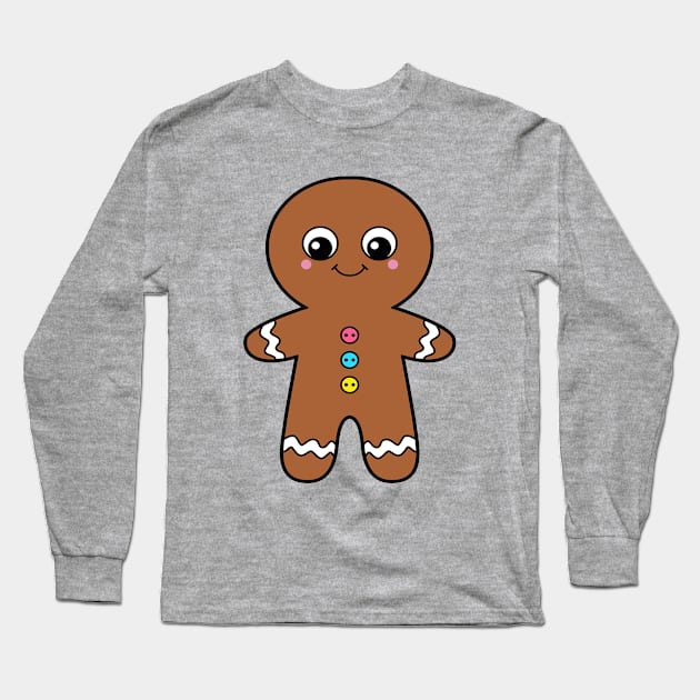 Christmas Gingerbread Man Long Sleeve T-Shirt by ClaireyLouCreations